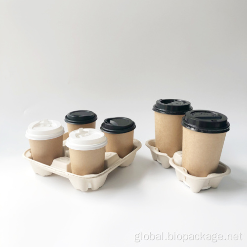 Sugarcane Bagasse Lid Customized cup holder for cold/hot coffee cups Manufactory